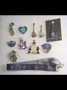 Hard Rock Cafe Purple and Gold Guitar Pin - Limited Edition